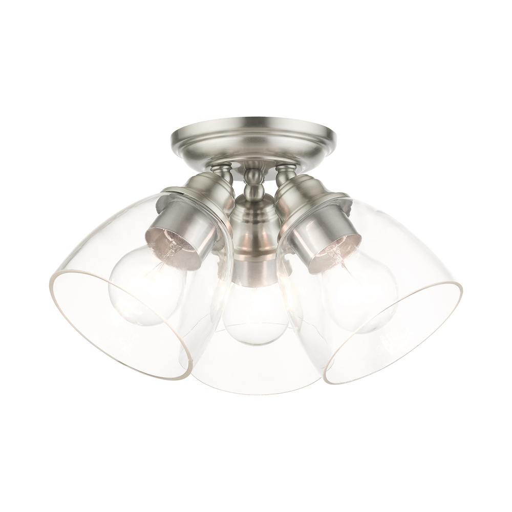 3 Lt Brushed Nickel Flush Mount