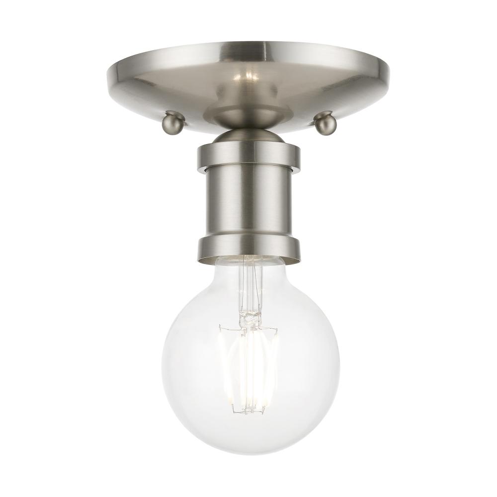 1 Light Brushed Nickel Single Flush Mount