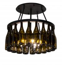 Meyda Blue 235276 - 26" Wide Tuscan Vineyard 20 Wine Bottle Semi-Flushmount