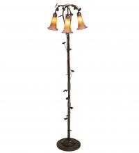 Meyda Blue 38635 - 58" High Amber/Purple Tiffany Pond Lily 3 Light Floor Lamp