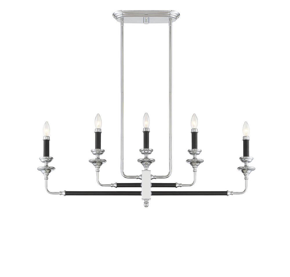Davidson 5-Light Linear Chandelier in Black & Chrome