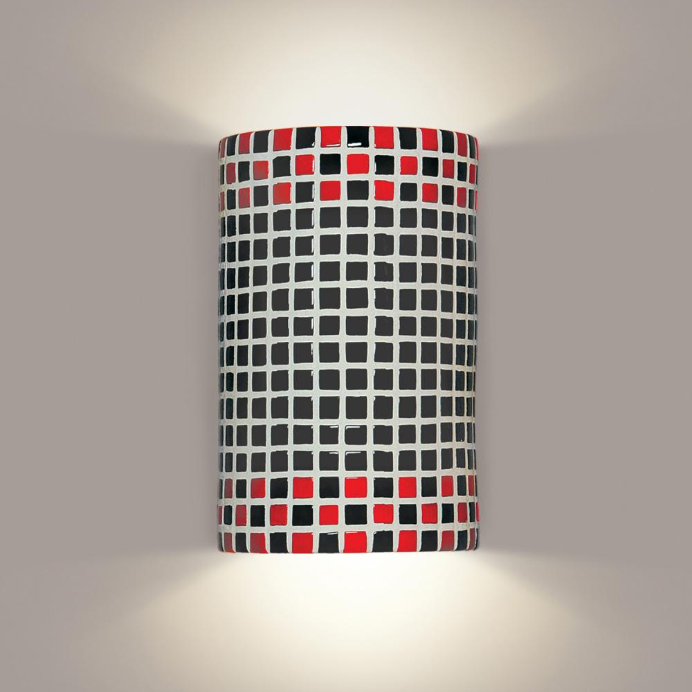 Checkers Wall Sconce Red and Black with LED bulb included