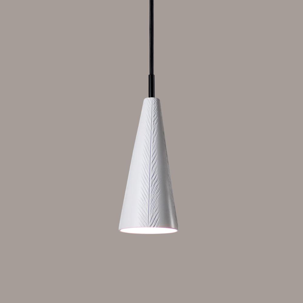 Fossil Mini Pendant: Satin White (Black Cord & Canopy)