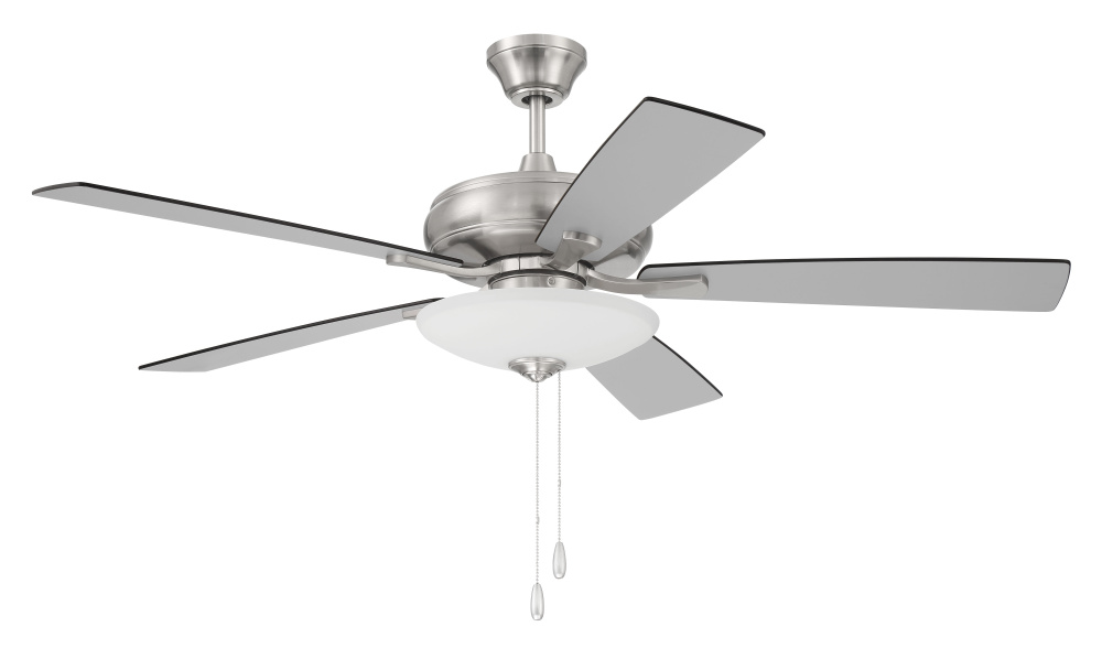 52" Ceiling Fan w/Blades, White Low Profile LED Light Kit