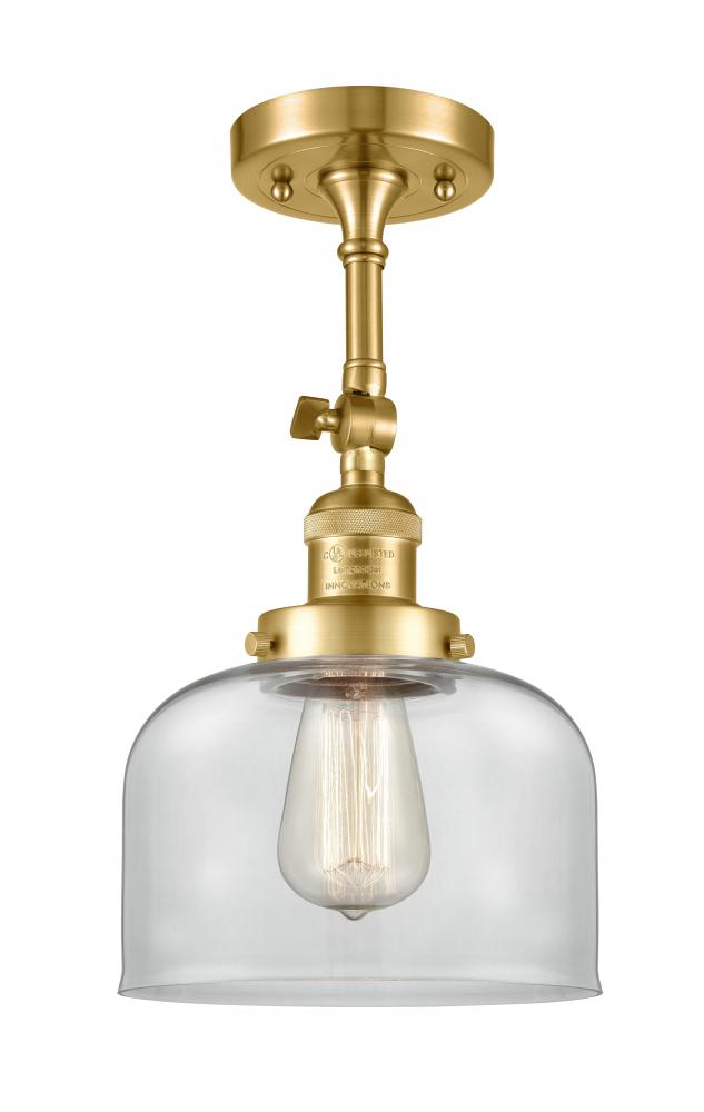 Bell - 1 Light - 8 inch - Satin Gold - Adjustable Semi-Flush Mount