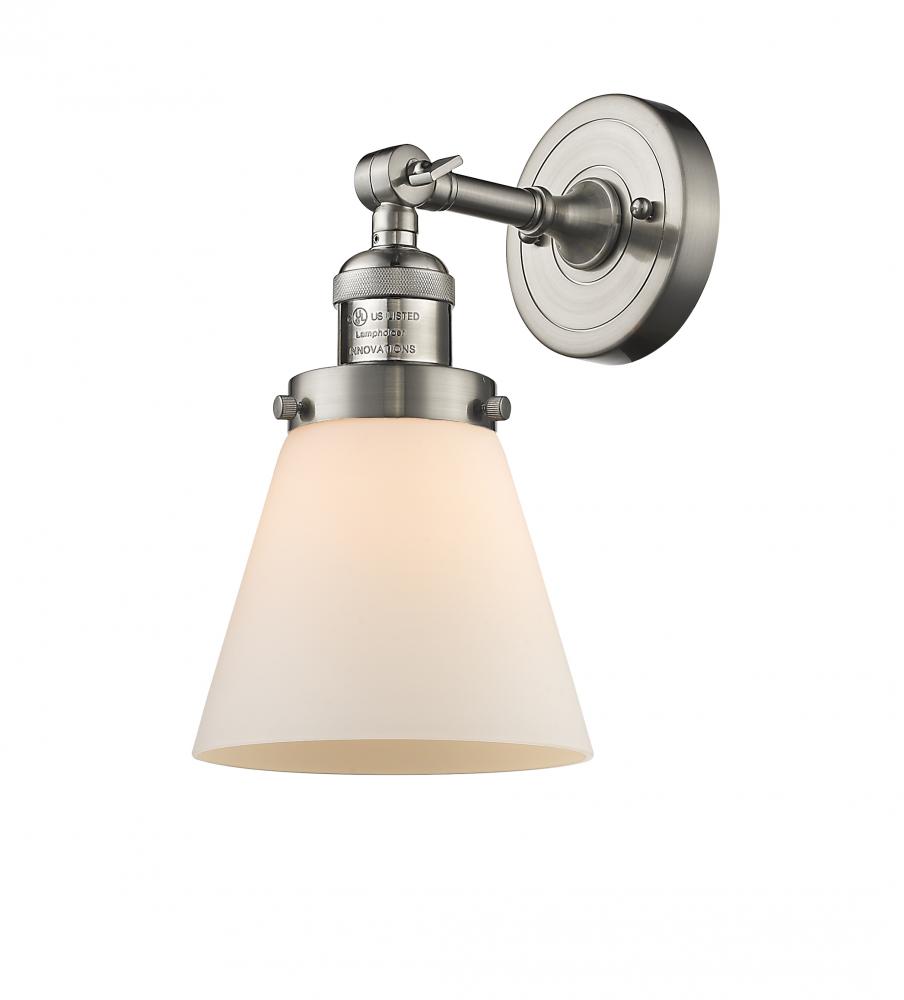 Cone - 1 Light - 6 inch - Brushed Satin Nickel - Adjustable Sconce