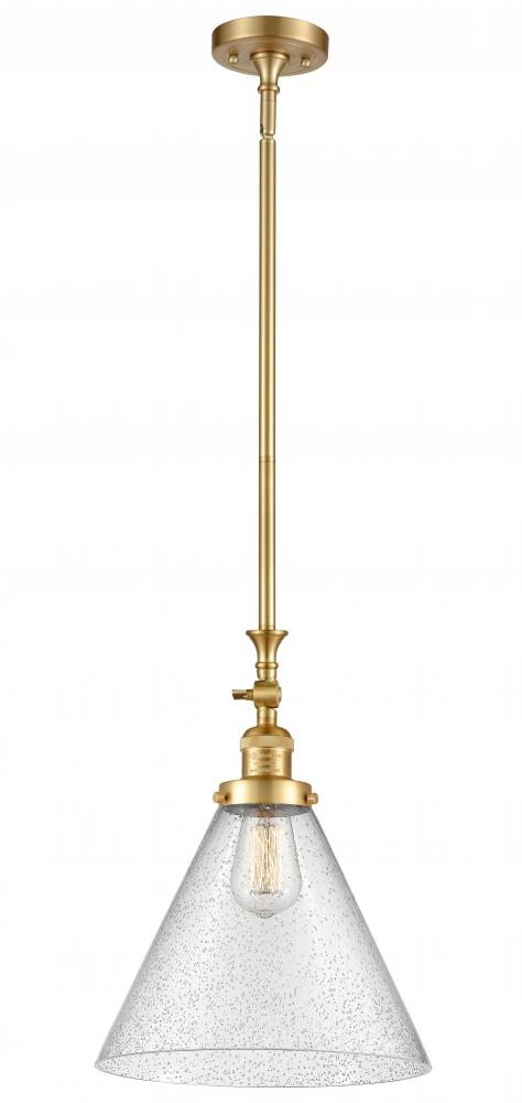 Cone - 1 Light - 12 inch - Satin Gold - Stem Hung - Adjustable Mini Pendant