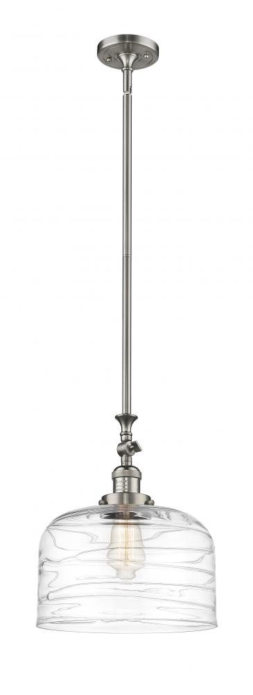 Bell - 1 Light - 12 inch - Brushed Satin Nickel - Stem Hung - Adjustable Mini Pendant