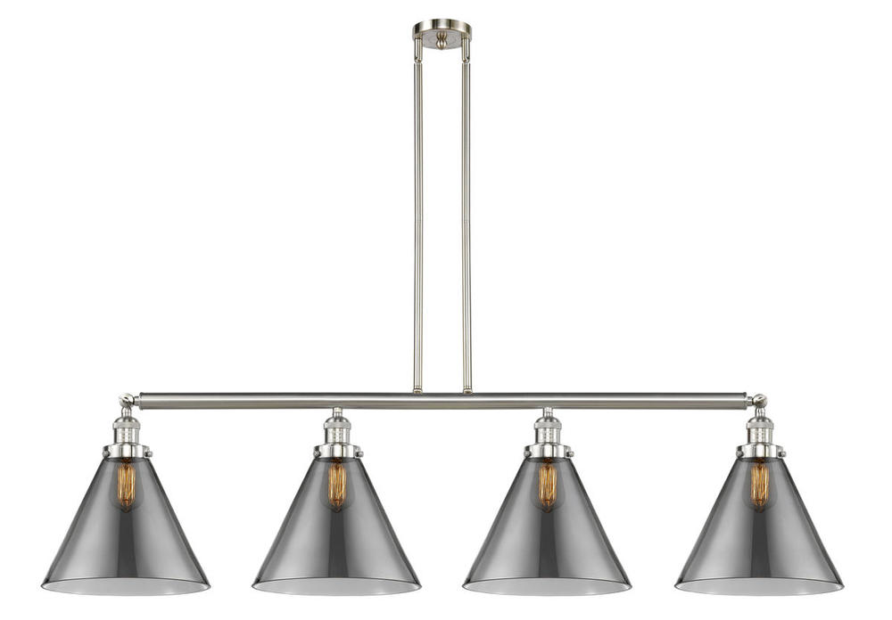 Cone - 4 Light - 56 inch - Brushed Satin Nickel - Stem Hung - Adjustable Island Light