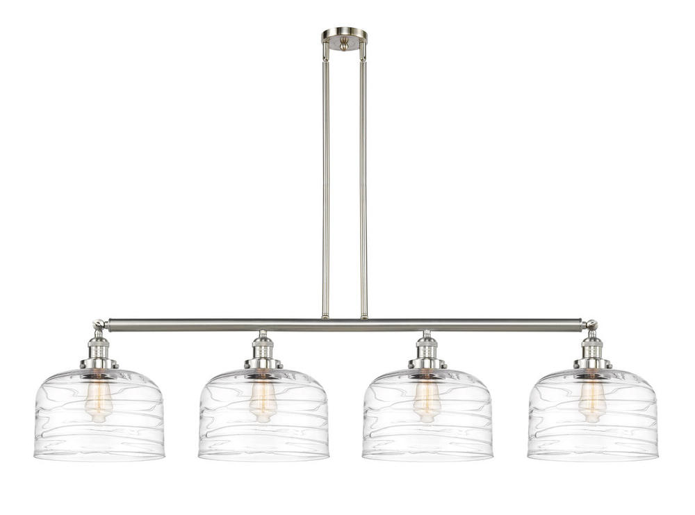 Bell - 4 Light - 54 inch - Brushed Satin Nickel - Stem Hung - Adjustable Island Light