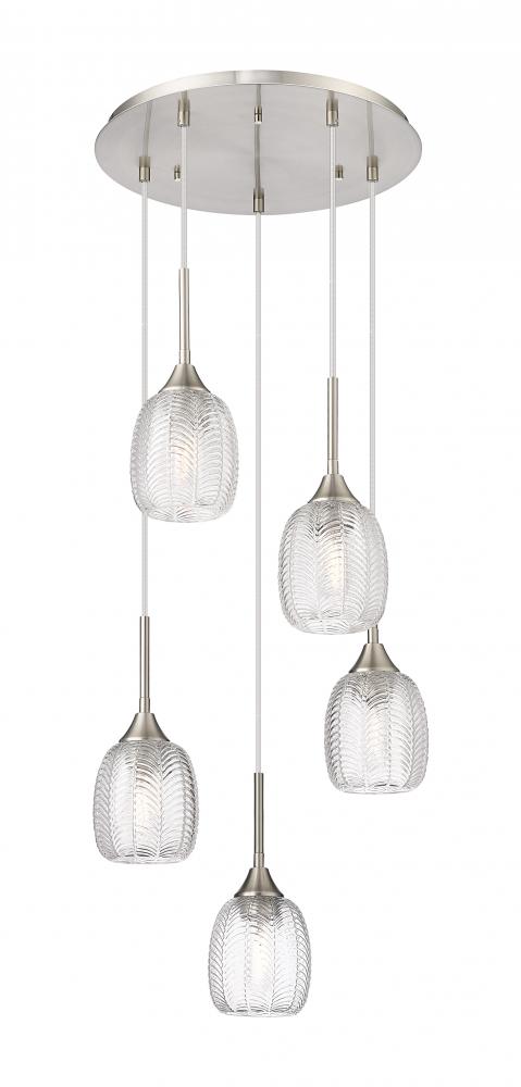 Berkshire - 5 Light - 18 inch - Brushed Satin Nickel - Cord Hung - Multi Pendant