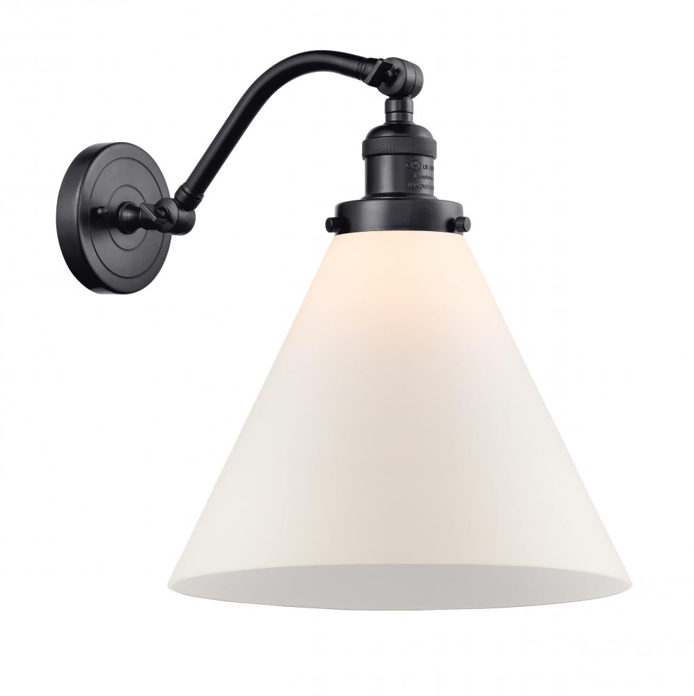 Cone - 1 Light - 12 inch - Matte Black - Adjustable Sconce
