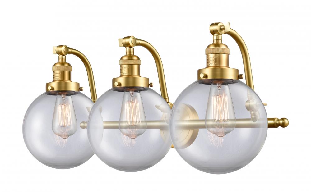 Beacon - 3 Light - 28 inch - Satin Gold - Adjustable Bath Vanity Light