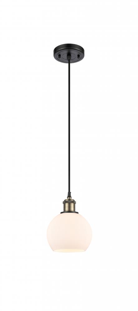Athens - 1 Light - 6 inch - Black Antique Brass - Cord hung - Mini Pendant