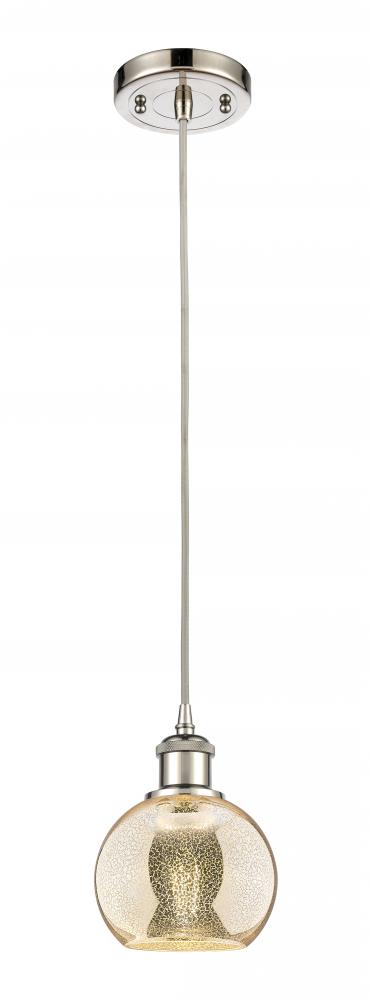 Athens - 1 Light - 6 inch - Polished Nickel - Cord hung - Mini Pendant