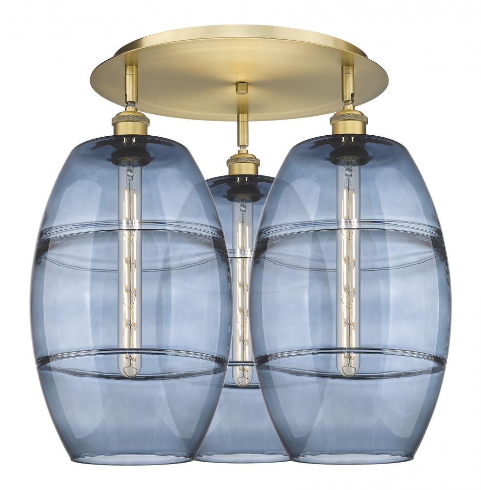 Vaz - 3 Light - 22 inch - Brushed Brass - Flush Mount