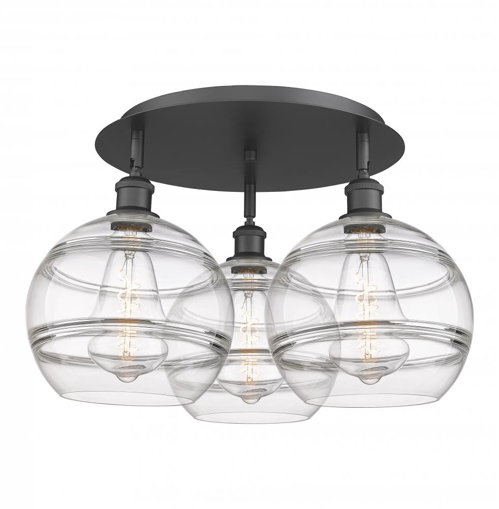 Rochester - 3 Light - 22 inch - Matte Black - Flush Mount