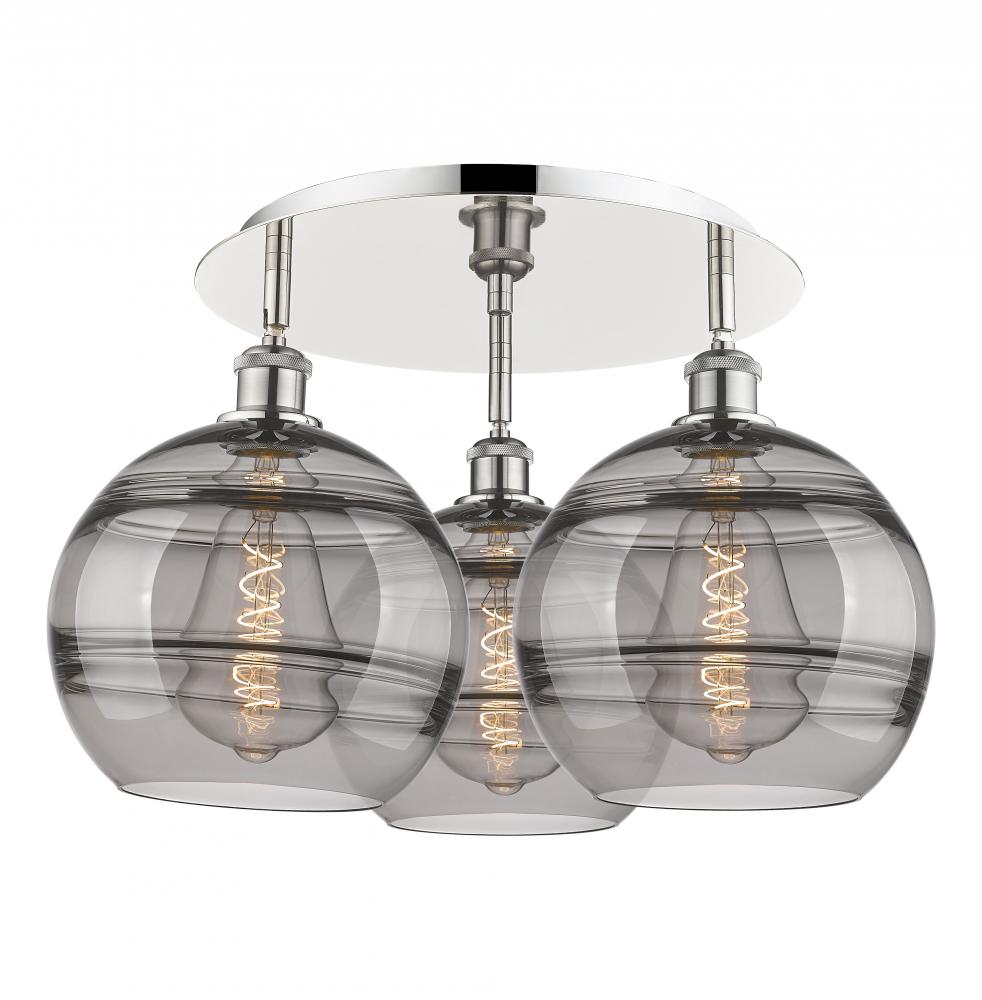 Rochester - 3 Light - 22 inch - Polished Nickel - Flush Mount