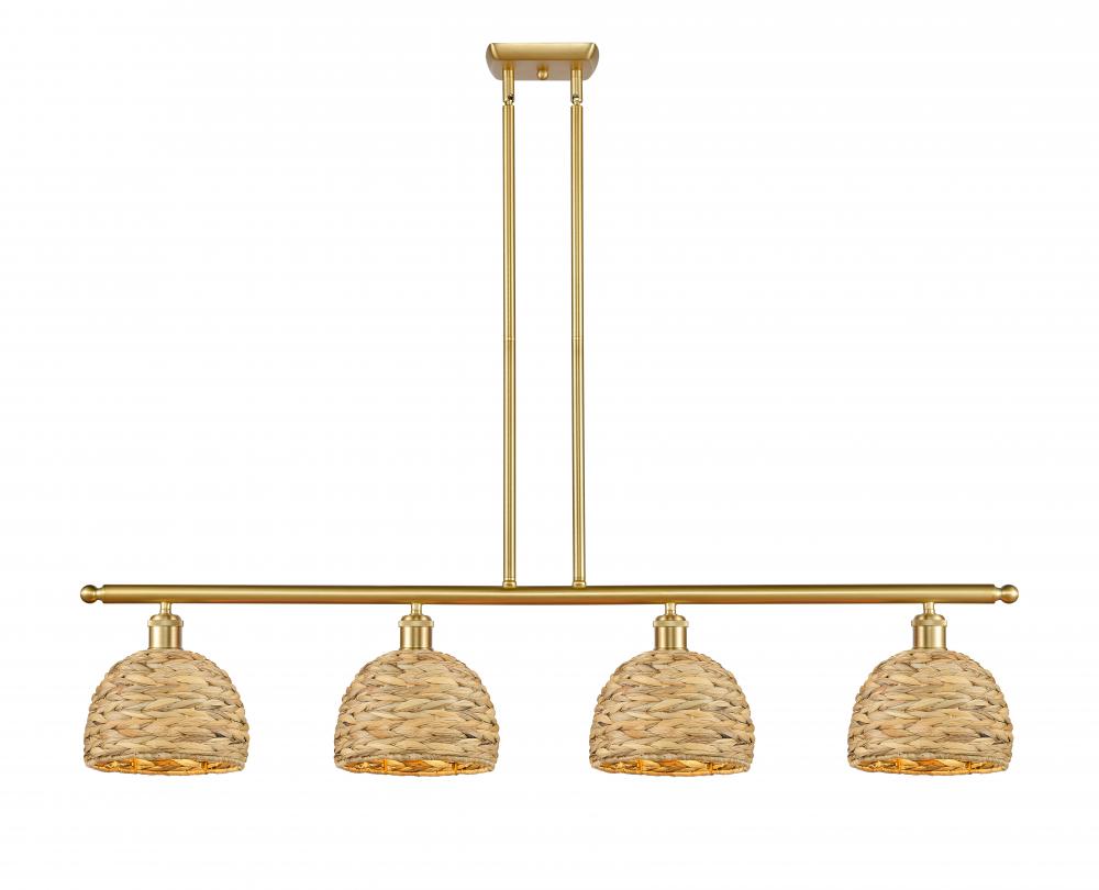 Woven Rattan - 4 Light - 48 inch - Satin Gold - Multi Pendant
