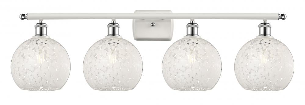 White Mouchette - 4 Light - 38 inch - White Polished Chrome - Bath Vanity Light