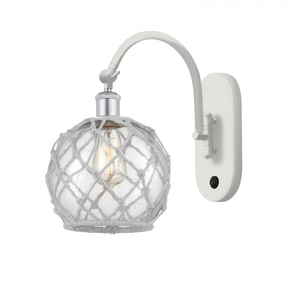 Farmhouse Rope - 1 Light - 8 inch - White Polished Chrome - Adjustable Swing Arm