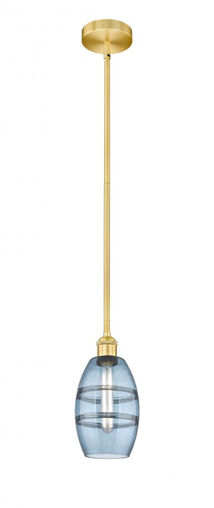 Vaz - 1 Light - 6 inch - Satin Gold - Cord hung - Mini Pendant