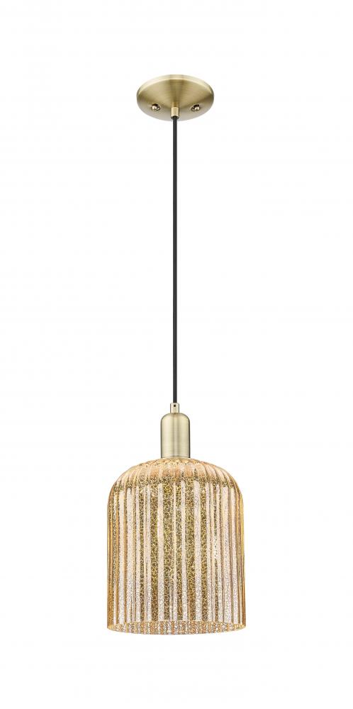 Bridal Veil - 1 Light - 8 inch - Antique Brass - Cord hung - Mini Pendant