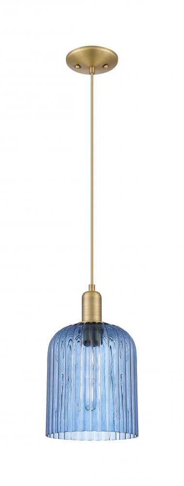 Bridal Veil - 1 Light - 8 inch - Brushed Brass - Cord hung - Mini Pendant