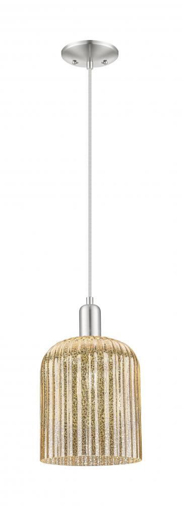 Bridal Veil - 1 Light - 8 inch - Brushed Satin Nickel - Cord hung - Mini Pendant