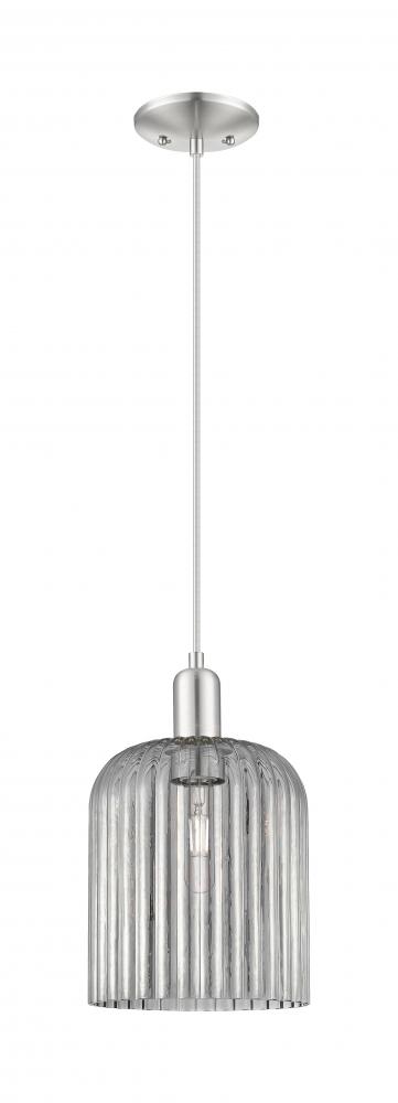 Bridal Veil - 1 Light - 8 inch - Brushed Satin Nickel - Cord hung - Mini Pendant