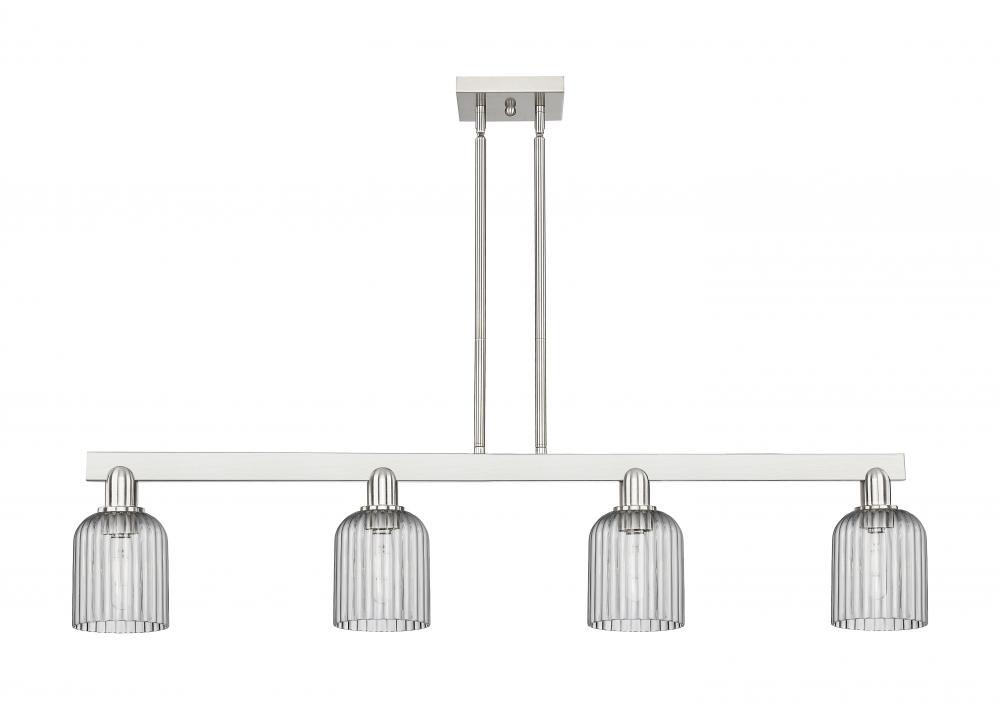 Bridal Veil - 4 Light - 48 inch - Brushed Satin Nickel - Cord hung - Island Light