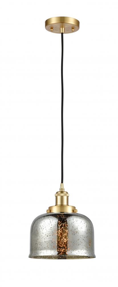 Bell - 1 Light - 8 inch - Satin Gold - Cord hung - Mini Pendant