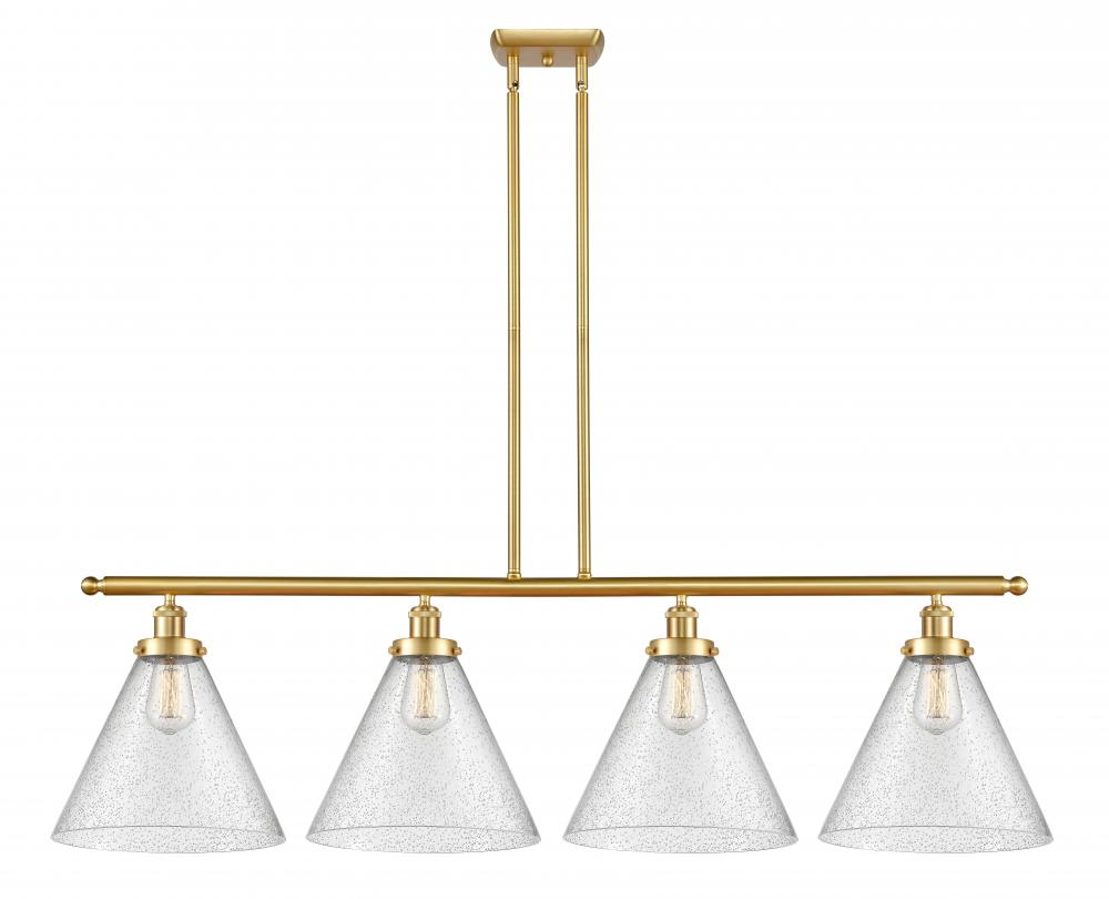 Cone - 4 Light - 48 inch - Satin Gold - Stem Hung - Island Light