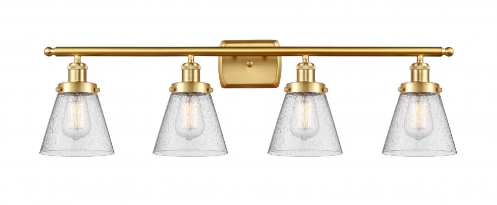 Cone - 4 Light - 36 inch - Satin Gold - Bath Vanity Light