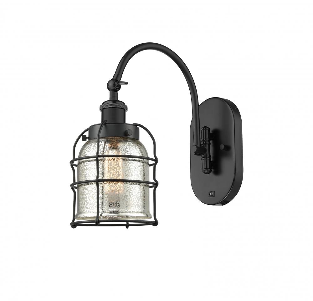 Bell Cage - 1 Light - 6 inch - Matte Black - Adjustable Swing Arm