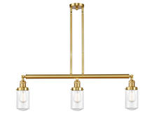 Innovations Lighting 213-SG-G312-LED - Dover - 3 Light - 37 inch - Satin Gold - Stem Hung - Adjustable Island Light