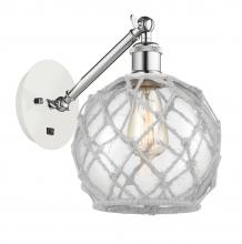 Innovations Lighting 317-1W-WPC-G122-8RW - Farmhouse Rope - 1 Light - 8 inch - White Polished Chrome - Adjustable Sconce