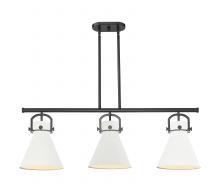 Innovations Lighting 410-3I-BK-M411-10W - Newton Cone - 3 Light - 42 inch - Matte Black - Island Light