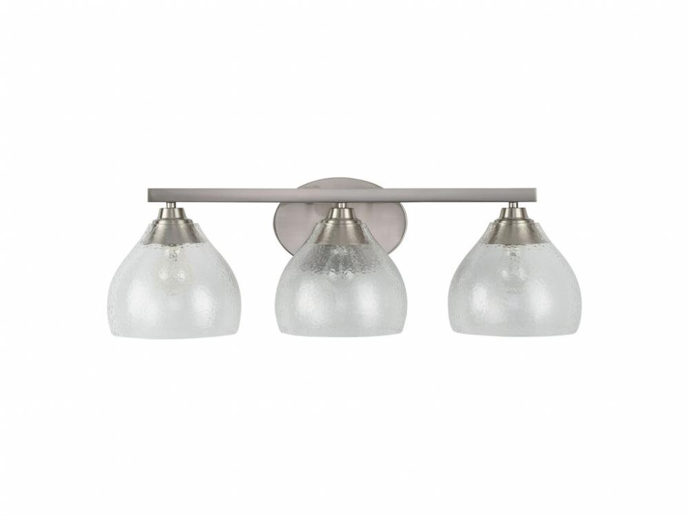 Aenon 3-Light Semi-Flush in Brushed Champagne Bronze with Hammered Water Glass Shade