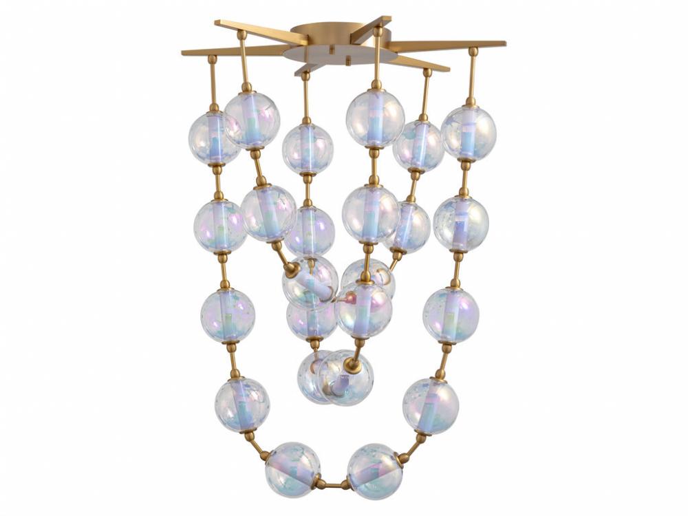 Pearla 28" LED Pendant in Brushed Champagne Bronze with Iridescent Glass Shade