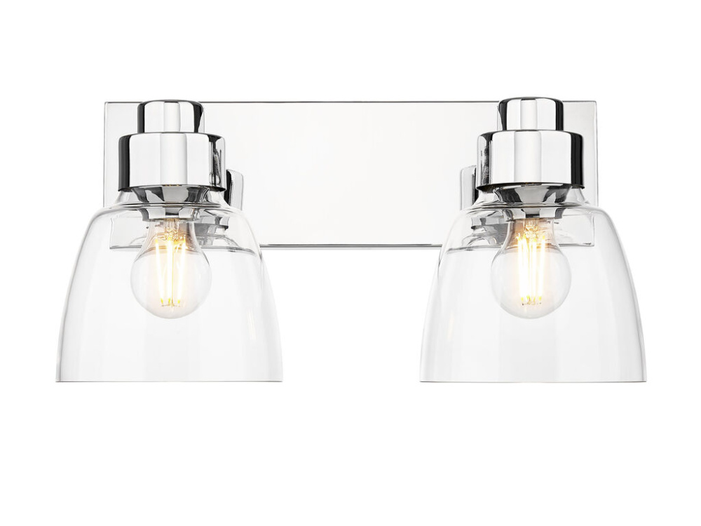 Remy  2 Light Bath Vanity in Chrome with Clear Glass Shade