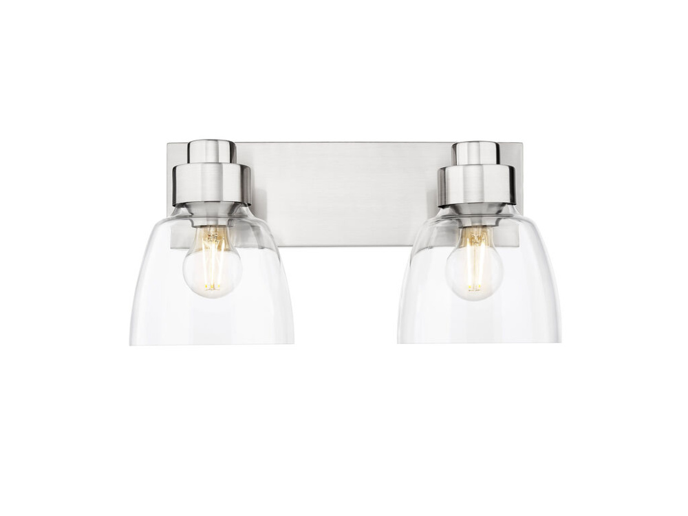 Remy 2 Light Bath Vanity in Pewter with Clear Glass Shade