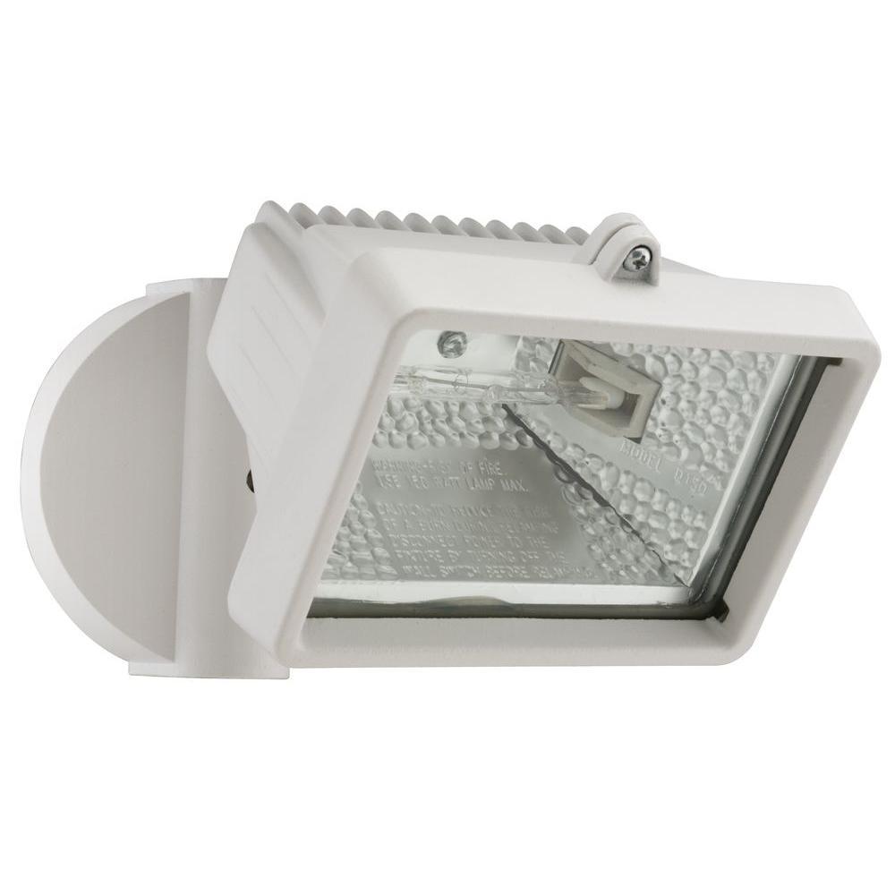 1-Light Outdoor White Quartz Halogen Mini Floodlight