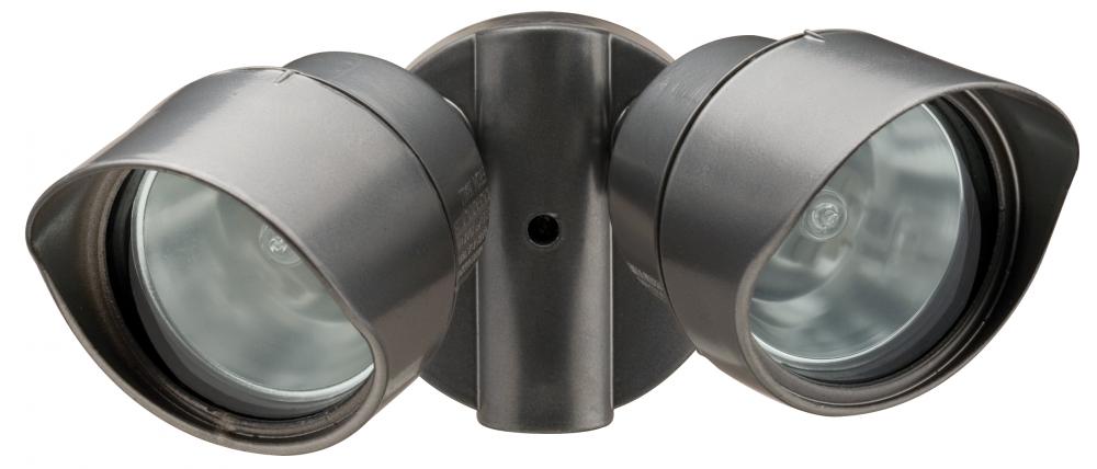2-Light Outdoor Bronze Wall-Mount Quartz Halogen Floodlight