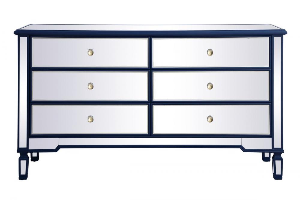 60 inch mirrored 6 drawer chest in blue