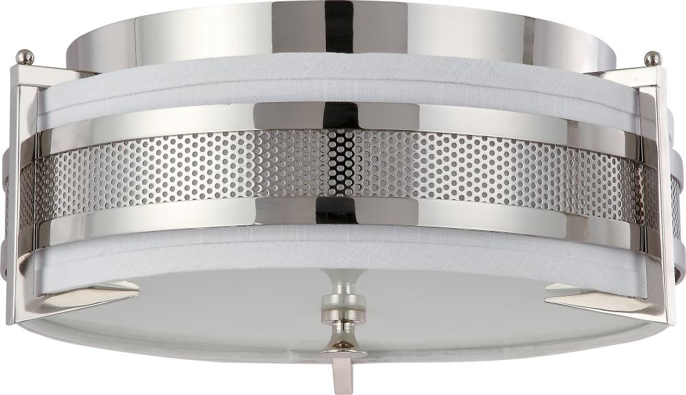 3-Light Small Flush Mount Ceiling Light in Polished Nickel Finish with Slate Gray Shade/Frosted
