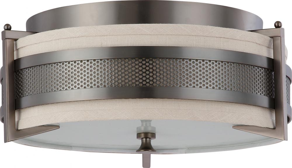 Diesel - 3 Light Medium Flush with Khaki Fabric Shade - Hazel Bronze Finish