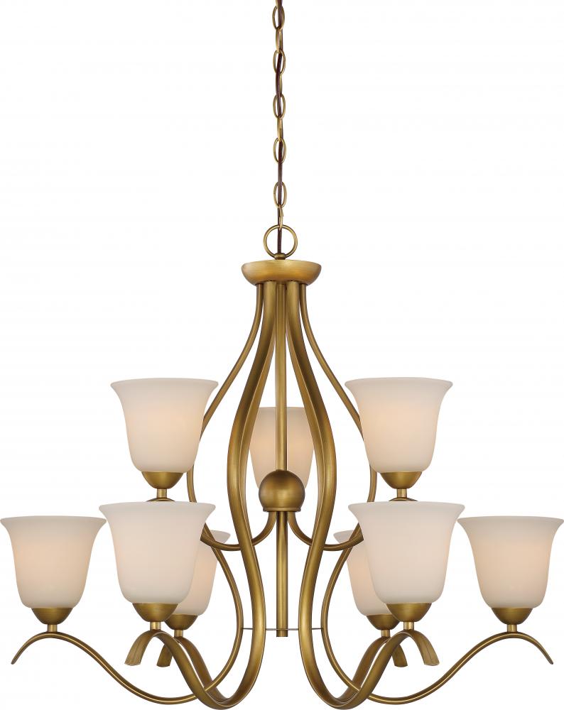 Dillard - 9 Light 2-Tier Hangingwith White Glass