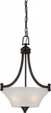 Nuvo 60/5314 - 3-Light Pendant Light Fixture in Georgetown Bronze Finish with Frosted Ribbed Glass
