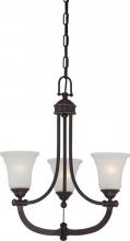 Nuvo 60/5316 - 3-Light Georgetown Bronze Chandelier with Frosted Ribbed Glass